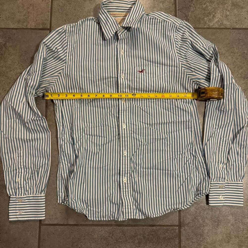 Hollister California Blue and White Striped Button Down Shirt
